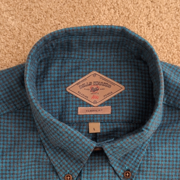 (Final Price)Bills Khakis Men's Teal Checkered Casual Shirt - Picture 2 of 3